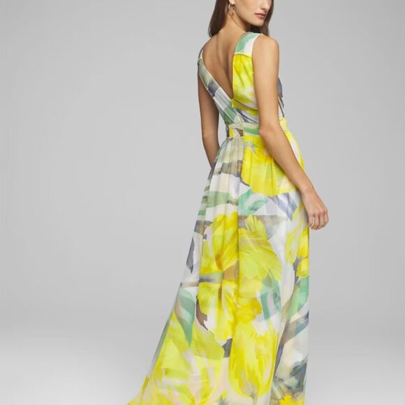 White House Black Market Yellow and Green Maxi Dress - Picture 3 of 5